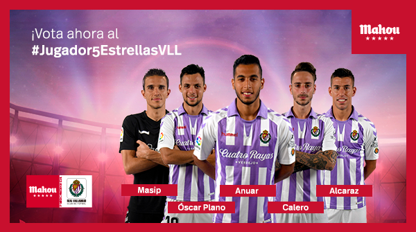 Masip, Plano, Anuar, Calero y Alcaraz, nominados a mejores jugadores de febrero en el Real Valladolid (Foto: Fútbol Mahou).