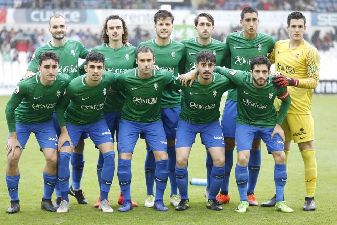 Alineación titular del Sporting B en El Sardinero (Foto: Luis Manso).