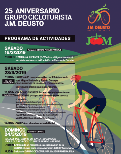 Programa de actos del 25 aniversario del Grupo Cicloturista JM Deusto.