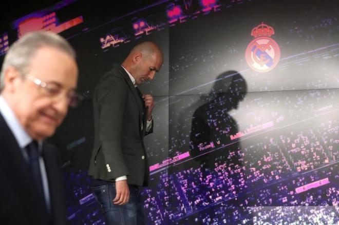 Zidane y Florentino Pérez tras la vuelta del galo al Real Madrid.