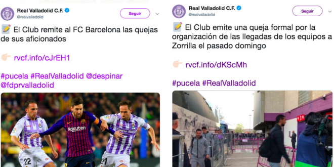Publicaciones en Twitter del Real Valladolid.