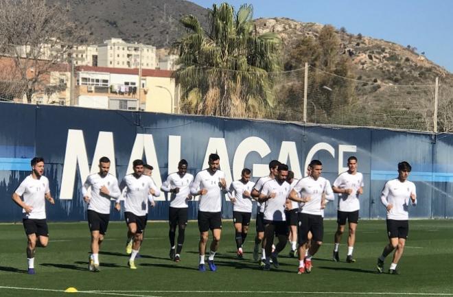 Los rojiblancos, esta mañana en Málaga (Foto: RSG).