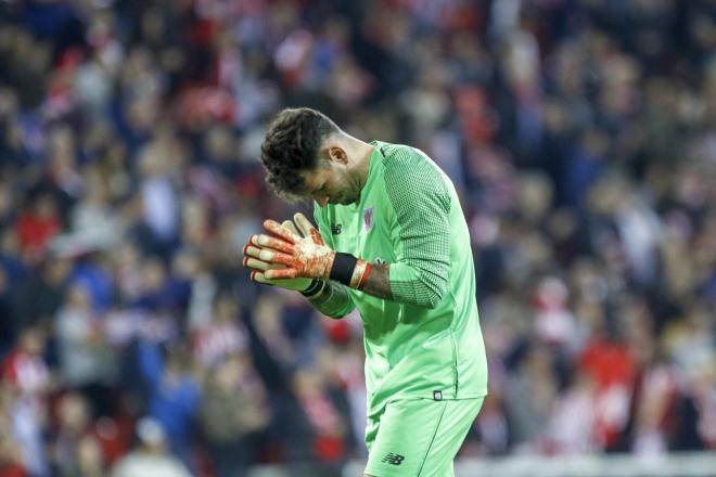 Iago Herrerín ha sido el único portero presente en la sesión del Athletic.