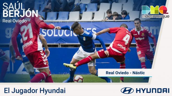 Berjón, jugador Hyundai del Real Oviedo-Nástic.