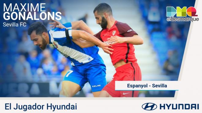 Maxime Gonalons, jugador Hyundai del Espanyol-Sevilla.