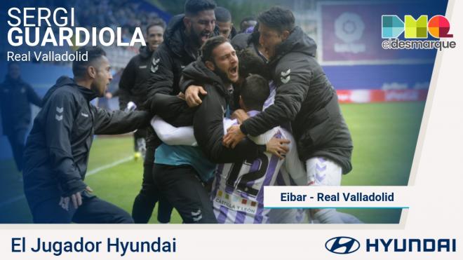 Guardiola, jugador Hyundai del Éibar-Real Valladolid.