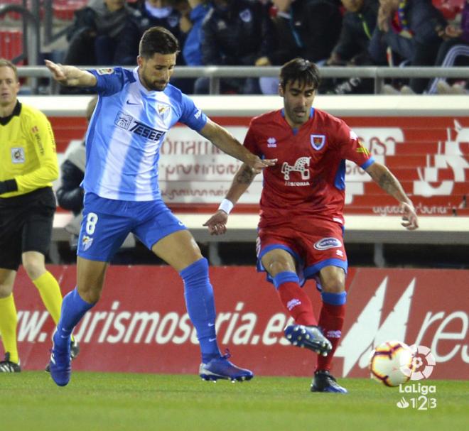 Lance del partido entre el Numancia y el Málaga (Foto: LaLiga).