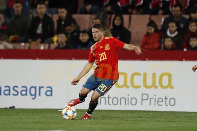 Manu Vallejo, en su debut con la selección española sub 21 ante Rumanía (Foto: RFEF).