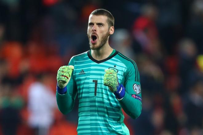 Celebración de De Gea tras un gol de España ante Noruega (Foto: UEFA).