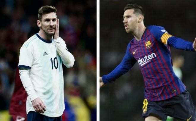 Las dos caras de Leo Messi con Argentina y el Barça.