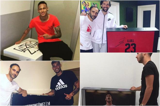 Las 'ivesbox' de Neymar, Sergio Llull, Willy Hernangómez y Marco Asensio (Fotos: ivesbox_sneaker_box).