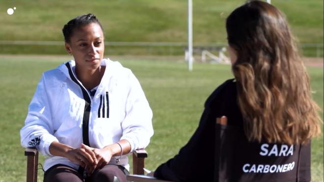 Ana Peleteiro, durante su entrevista con Sara Carbonero en Deportes Cuatro.