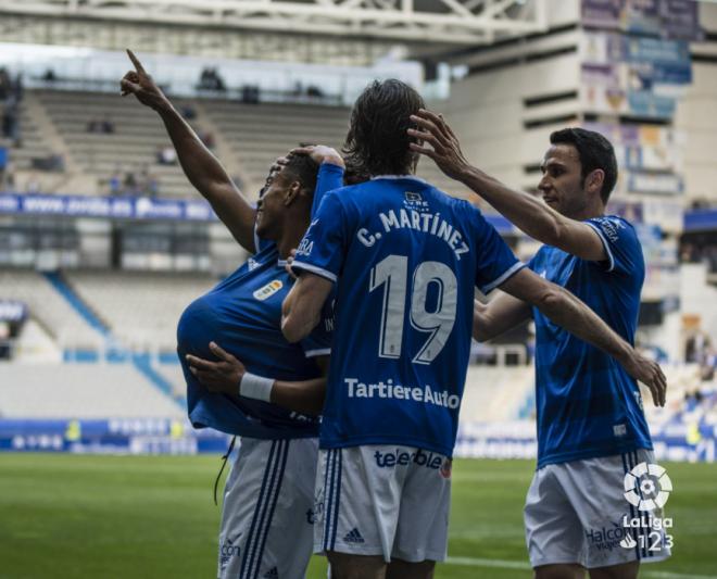 Dedicatoria de Bárcenas tras su gol ante el Deportivo (Foto: LaLiga).