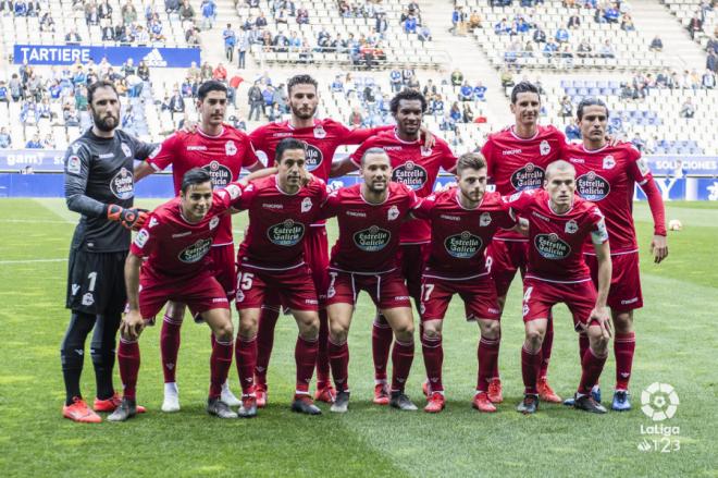 Once inicial del Dépor en el partido ante el Real Oviedo (Foto: LaLiga).