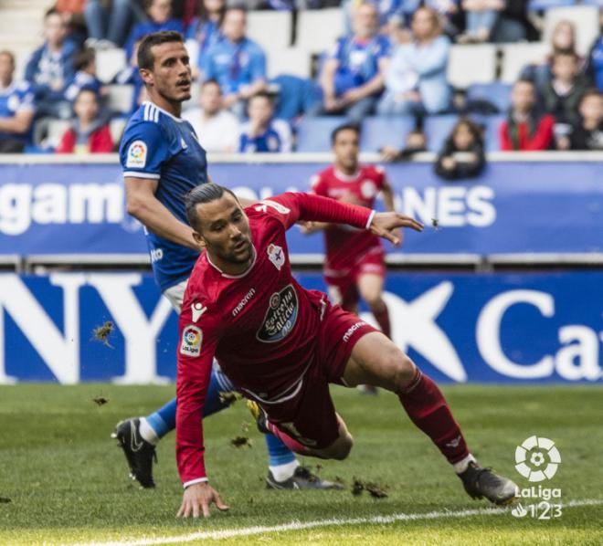 Quique González, tras anotar el gol del empate en el Real Oviedo-Dépor (Foto: LaLiga).