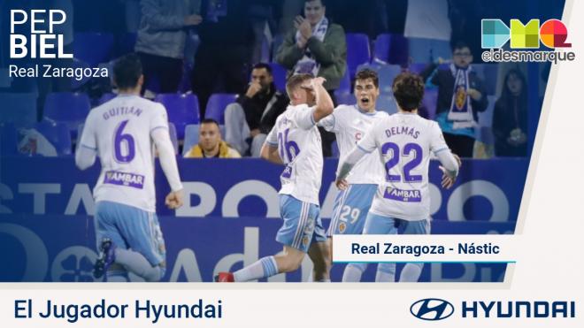 Pep Biel, Jugador Hyundai del Real Zaragoza-Nàstic.