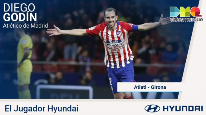 Diego Godín, jugador Hyundai del partido.