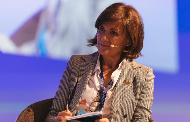 Amaia Gorostiza, presidenta del Eibar el la conferencia #equalgane de Wembley (Foto: SD Eibar).