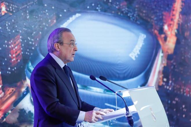 Florentino Pérez, presidente del Real Madrid, presenta la remodelación del Santiago Bernabéu.