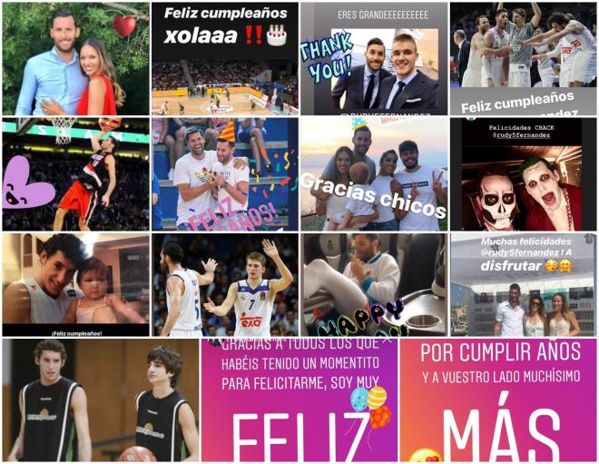 Montaje de las felicitaciones a Rudy Fernández por su cumpleaños (Fotos: Instagram).