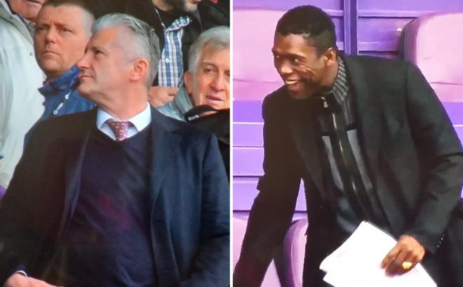 Davor Suker y Clarence Seedorf, en el palco del Nuevo Estadio José Zorrilla.