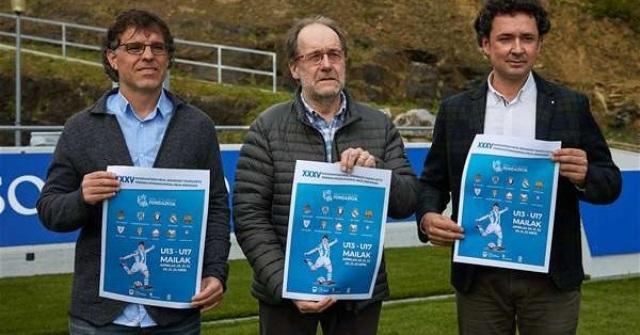 Luki Iriarte, Joseba Ibarburu y Oianko Choperena en la presentaciçon del Torneo (Foto: Real Sociedad).
