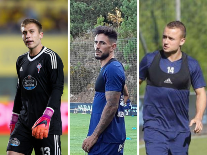 Rubén, Costas y Lobotka, jugadores del Celta de Vigo.