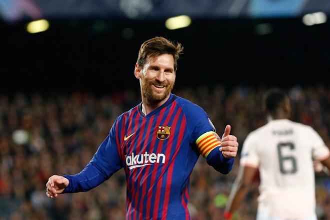 Leo Messi, tras marcar un gol el pasado curso con el Barcelona.