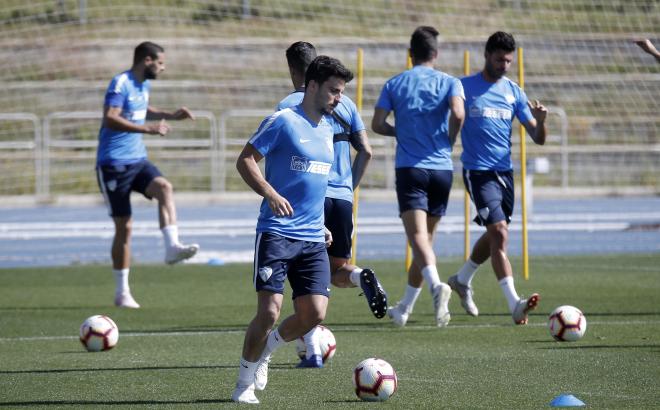 Juankar, en un entrenamiento en el Ciudad de Málaga.