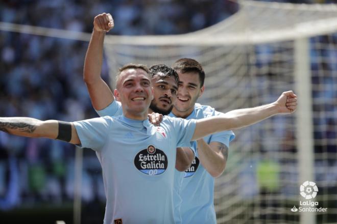 Iago Aspas celebra el 1-0 en el Celta-Girona (Foto: LaLiga).
