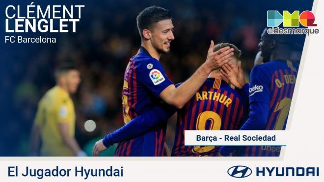 Lenglet, jugador Hyundai del Barcelona-Real Sociedad.