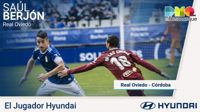 Saúl Berjón, Jugador Hyundai del Real Oviedo-Córdoba.