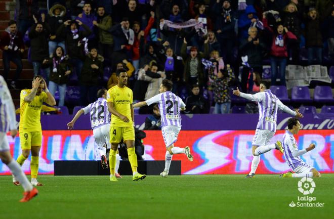 Míchel Herrero, tras el gol de la victoria ante el Girona Fc (Foto: LaLiga).