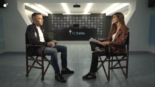 Iago Aspas, durante su entrevista con Sara Carbonero en Deportes Cuatro.