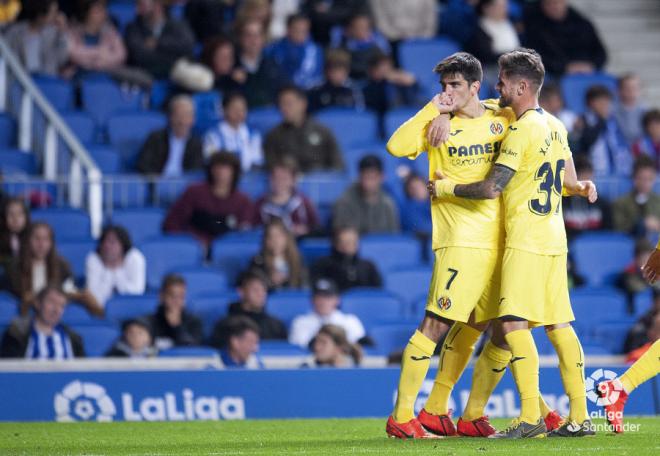 Gerard Moreno celebra su gol a la Real (Foto: LaLiga).