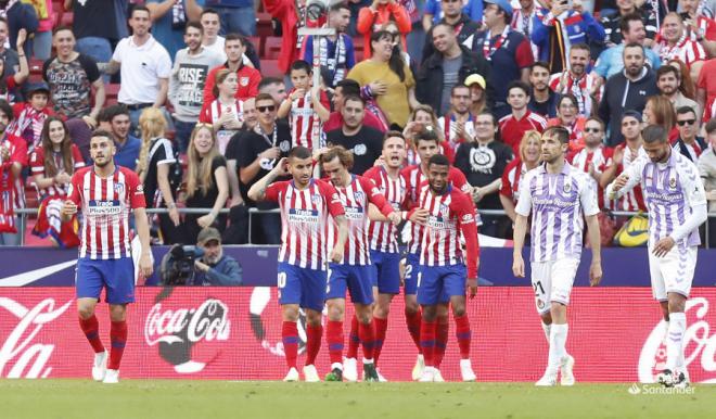 El Atlético de Madrid, tras el gol de la victoria sobre el Real Valladolid (Foto: LaLIga).