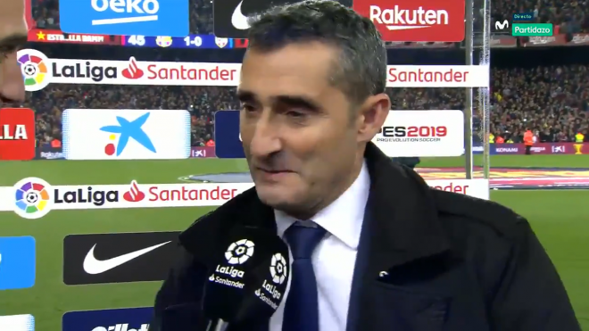 Ernesto Valverde comparece ante los medios tras el partido ante el Levante.