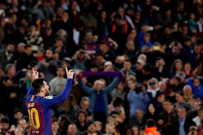 Messi festeja su gol ante el Levante (Foto: EFE).