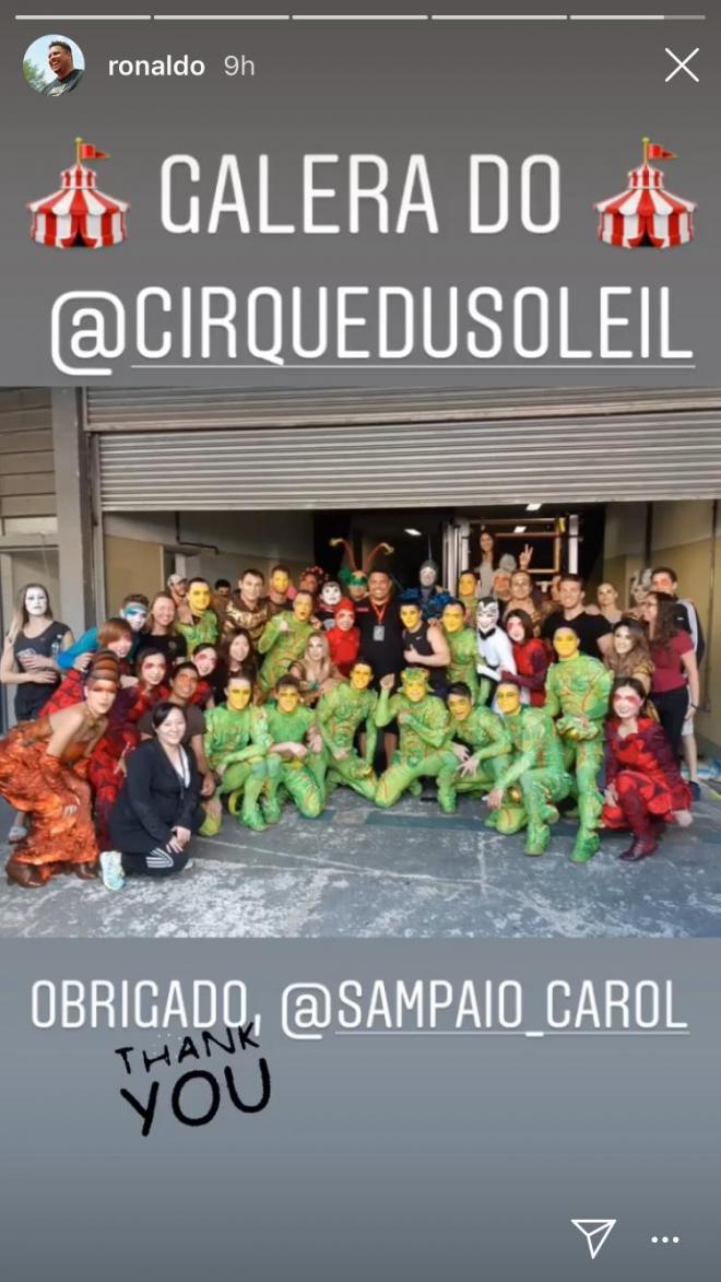 Ronaldo, con los miembros del Circo del Sol (Foto: Instagram).