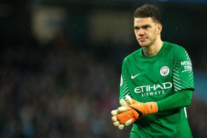 Ederson, en un partido del Manchester City.