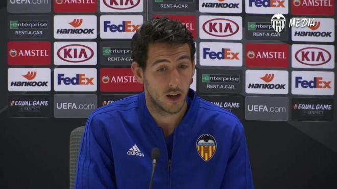 Dani Parejo en la rueda de prensa del Valencia CF.