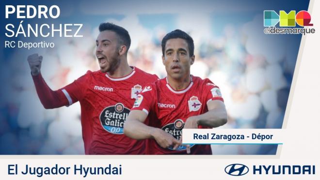 Pedro Sánchez, jugador Hyundai del Real Zaragoza-Deportivo.