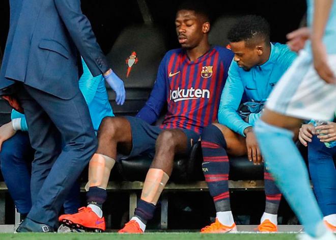 Dembélé, en el banquillo de Balaídos.