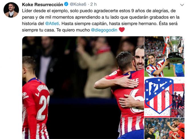 Imagen del twitter de Koke.