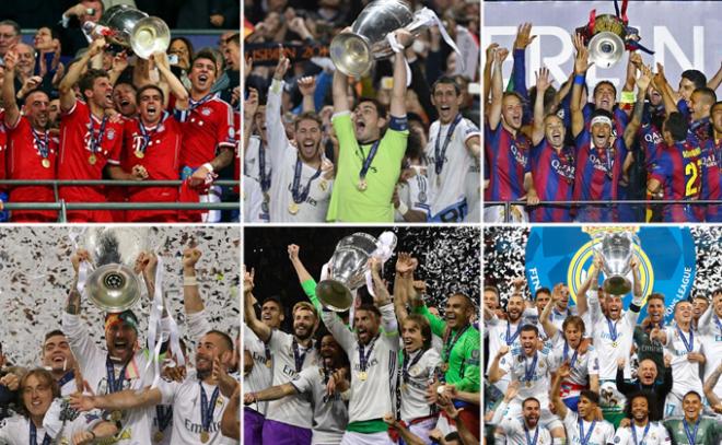 Los seis últimos campeones de la Champions League.
