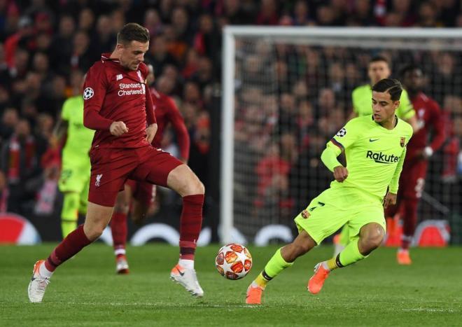 Coutinho, ante el Liverpool (Foto: EFE).