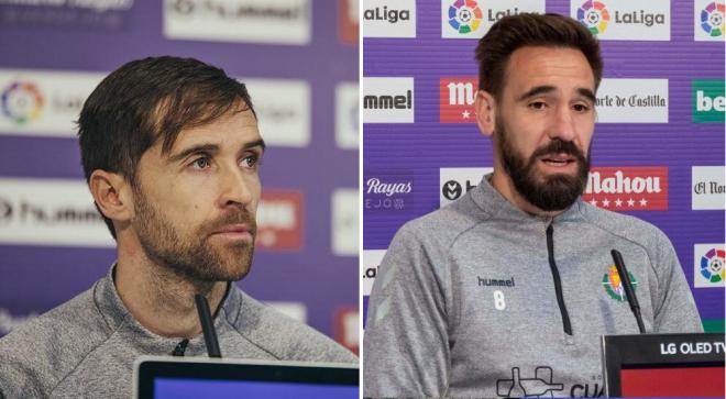 Míchel Herrero y Borja Fernández, en diferentes ruedas de prensa esta temporada (Fotos: RealValladolid.es).