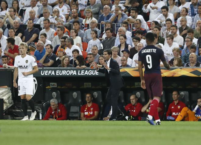 Marcelino en el Valencia-Arsenal. (Foto: David González)