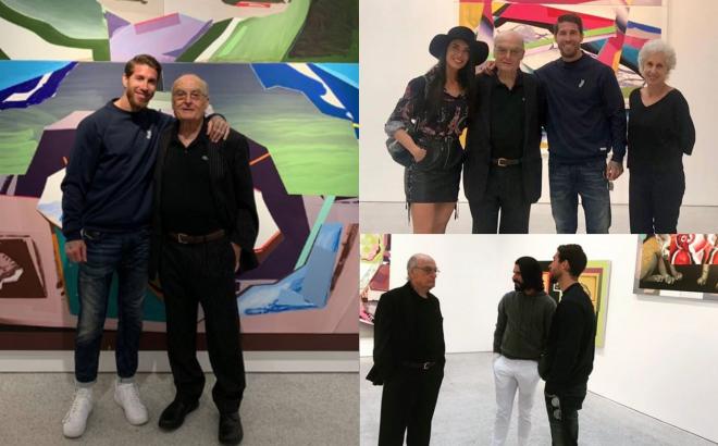 Sergio Ramos, Pilar Rubio y Alejandro Talavante, en la exposición de Luis Gordillo (Foto: Instagram).