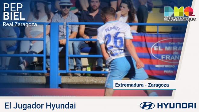 Pep Biel, jugador Hyundai del Extremadura-Real Zaragoza.